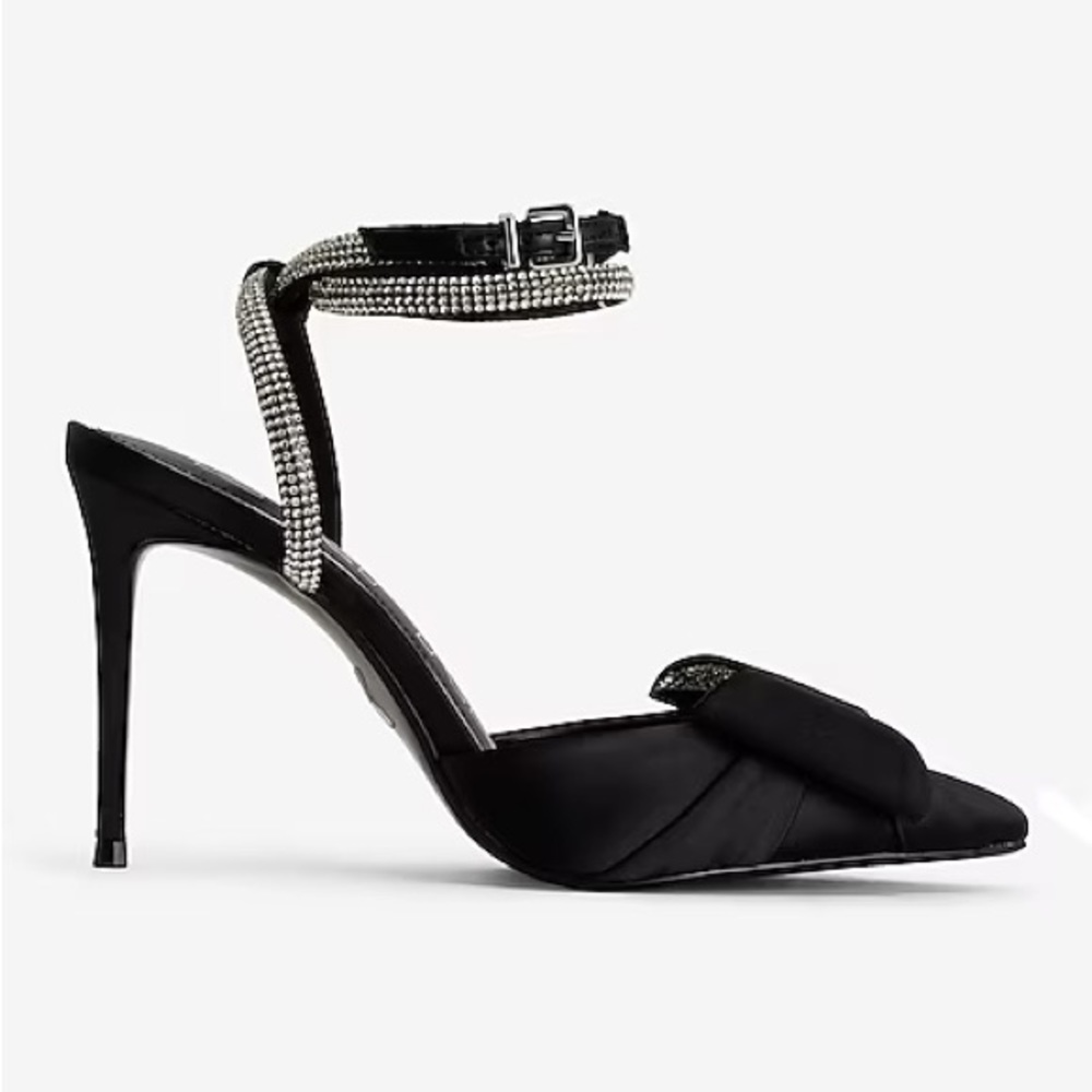 Express Rhinestone Bow Embellished Strap Pumps - Picture 2 of 9